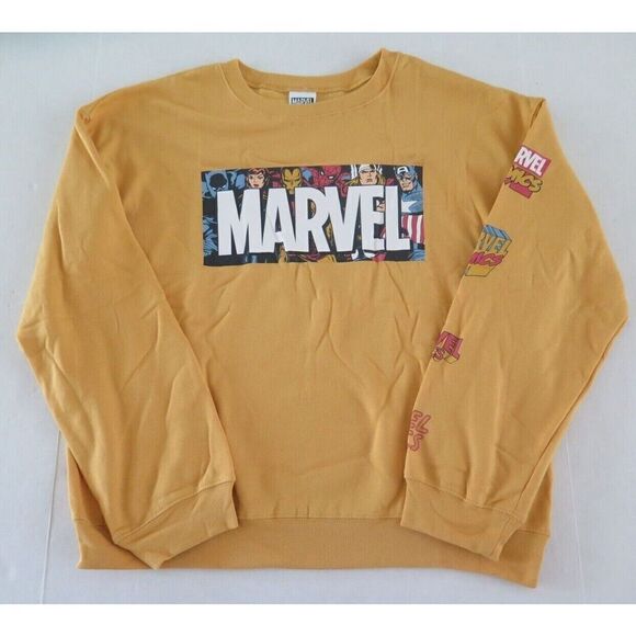 Marvel Superhero Comics Avengers Women's Sz XL (15/17) Yellow Sweatshirt - Picture 6 of 6